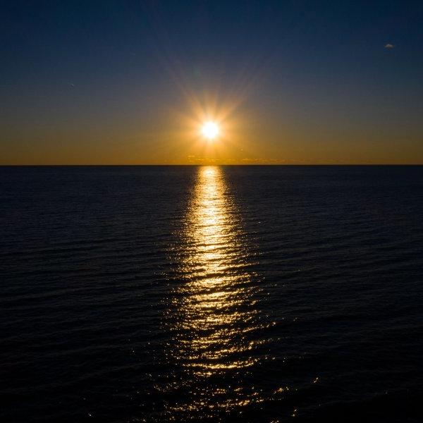 A sunset over Lake Michigan